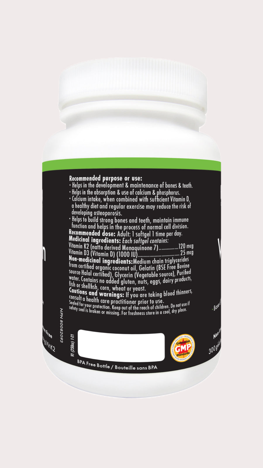 PurVitamin D3+K2 - 300 Softgels